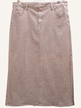 Risen Gale Mauve Denim Maxi Skirt 3X Back Slit Stretch NWT